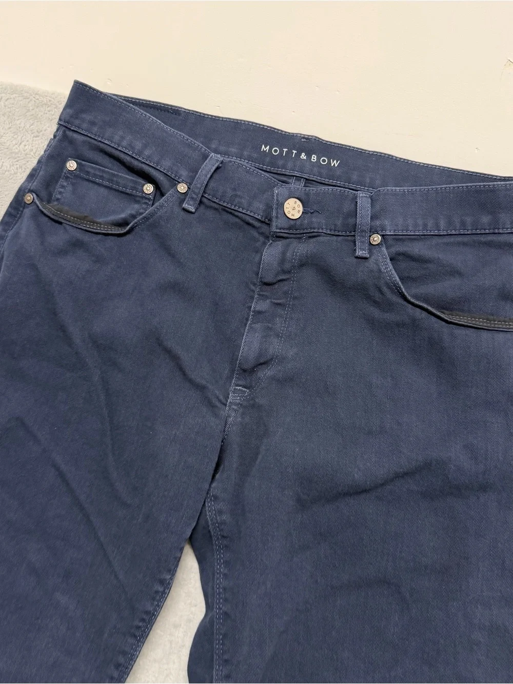 Mott & Bow Jeans Mens 34x32 Navy Blue Mid Rise Stretch Denim Straight